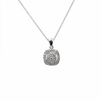 Collana punto luce in oro bianco 18kt con diamanti naturali 0.17 ct G/SI – Pendente quadrato pavé con contorno | Idee Preziose dal 1987 - IP.CK18B/13D